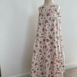 Girls' White Floral Tiered Maxi Dress